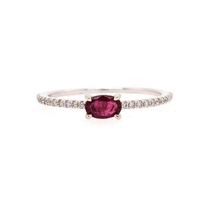 Ruby Ring in Solid 14K Gold with Natural Diamond Accented Shank